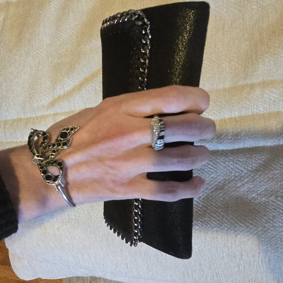 SET OF 2 -MARC JACOBS  silver rhinestone flower Wrist Bracelet & Leopard Ring 8 - Picture 9 of 11